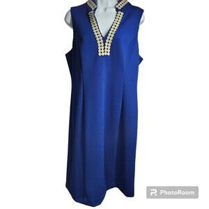 Pappagallo Sleeveless Royal Blue Waffle Knit Textured Dress Women's 10